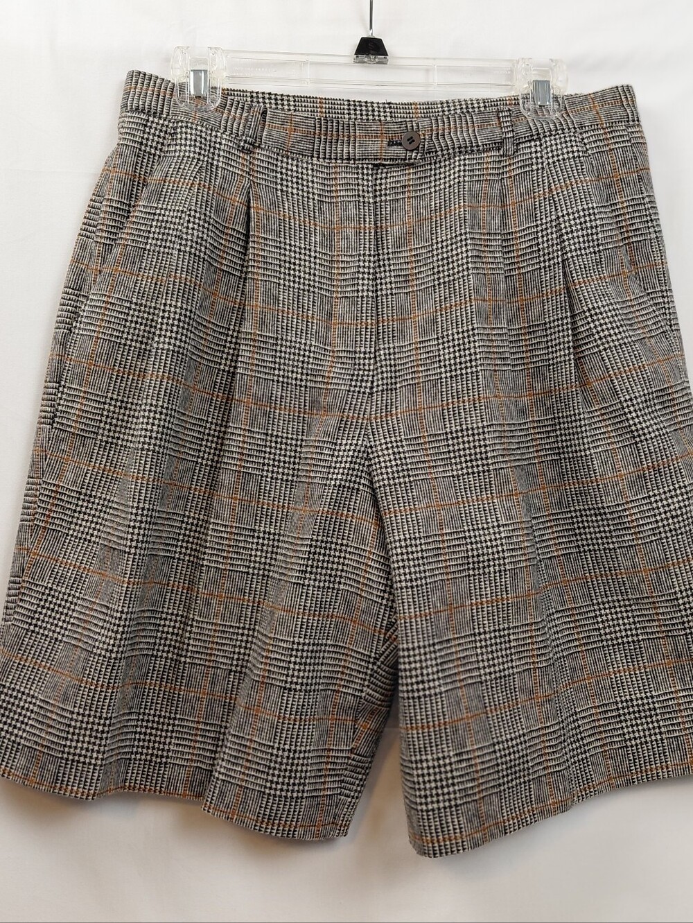 Orvis Long Plaid Wool Shorts Women's Size 14 Petite Pleated Pockets Lined